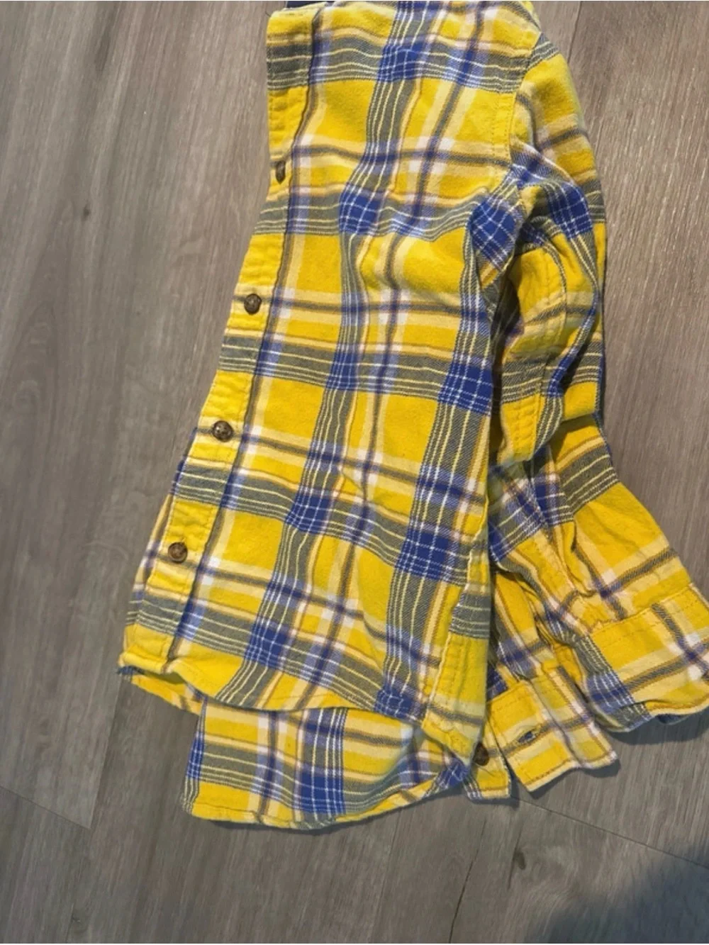 Carter's Yellow Plaid Hooded Shirt with Navy Jogger Pants